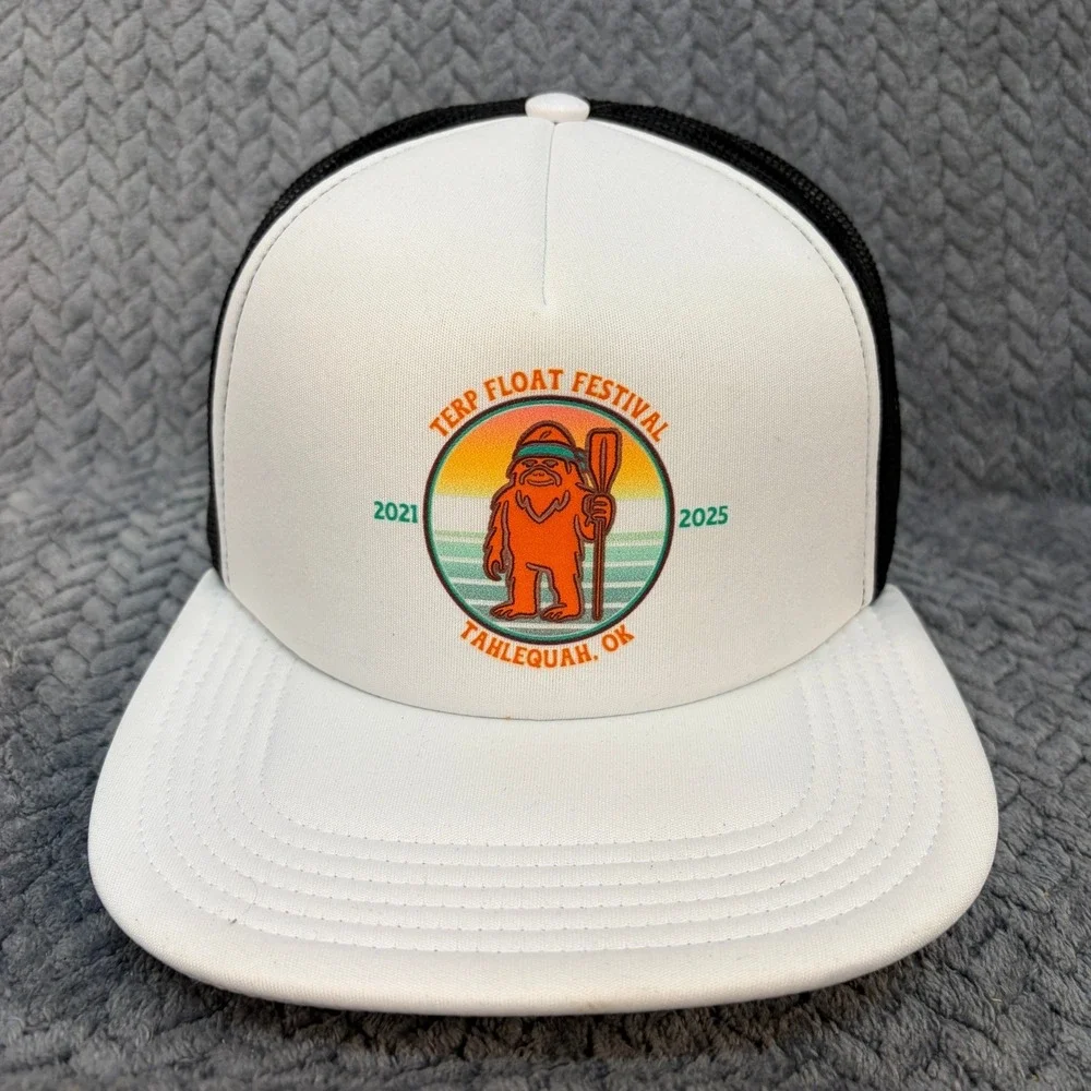 Terp Float Festival Bigfoot Trucker Hat White Black Snapback Cap Tahlequah OK